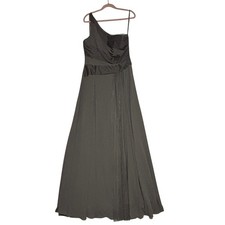 White Vera Wang One Shoulder Georget Chiffon Gown Charcoal Size 12 Bridal Formal