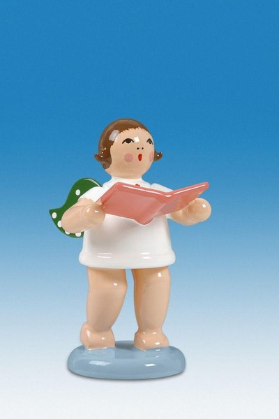 Holzfigur Engel Mit Buch Ohne Krone HöHe 6Cm NEU Holzengel Instrument Seiffen-image