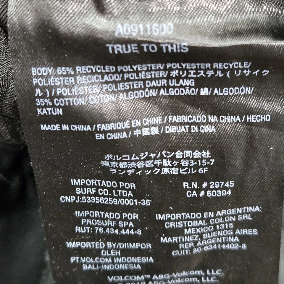 Pantalones Cortos Volcom Hombre 36 Negro Chino 10" Entrepierna Foto 3 de 4
