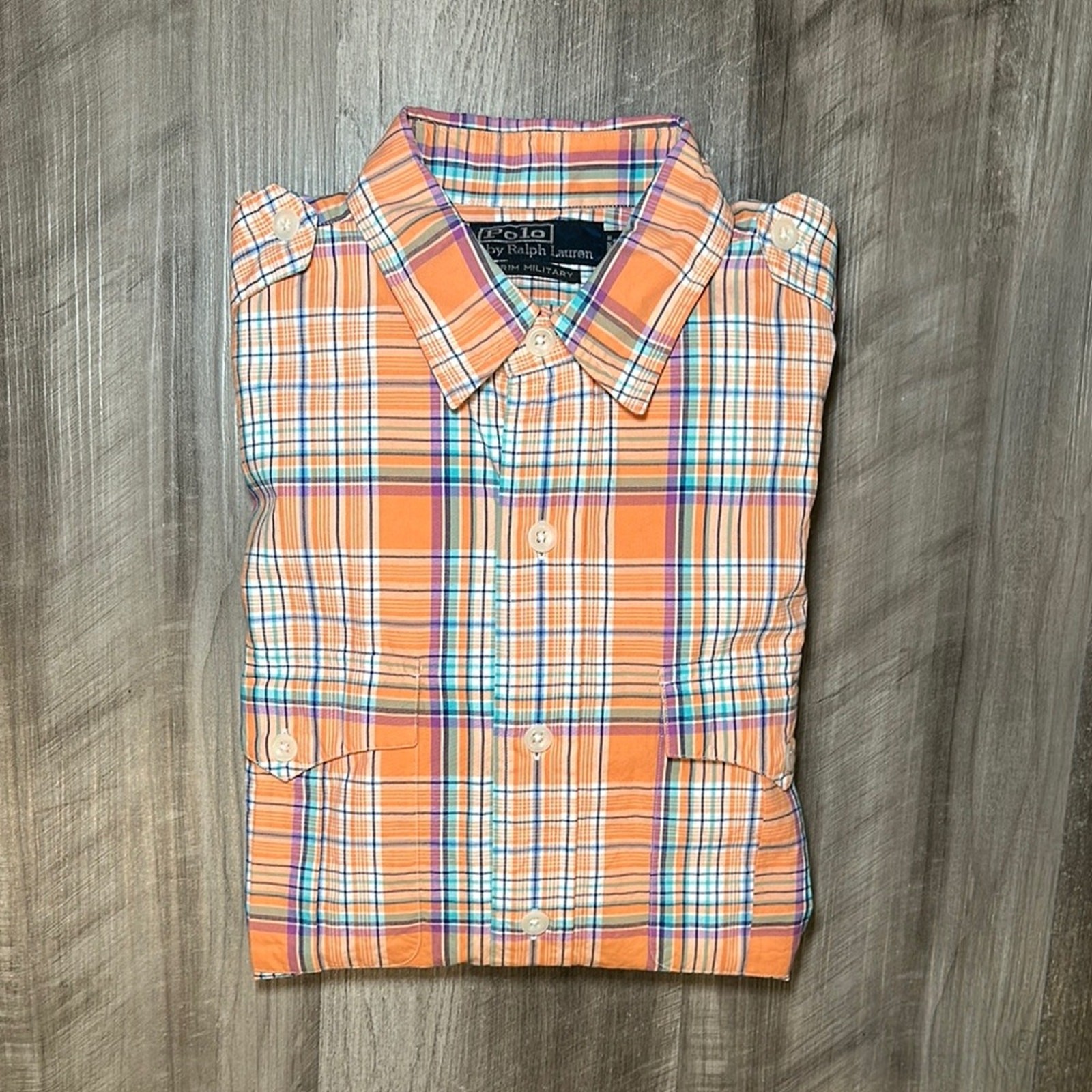 Polo by Ralph Lauren Trim Military Plaid Long Sleeve Button Down - Small