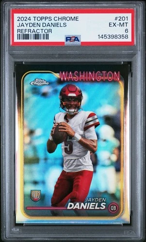 2024 TOPPS CHROME REFRACTOR #201 JAYDEN DANIELS ROOKIE RC PSA 6