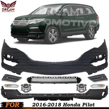 Front Bumper Cover Fascia & Fog Light Assembly For 2016-2018 Honda Pilot