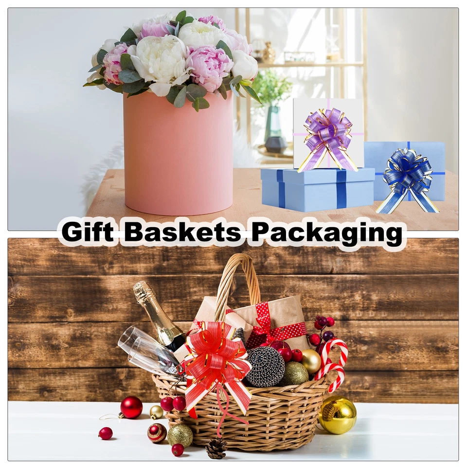 20pcs Pull Bows 6.3 Inch Wide Organza Ribbon Bow for Gift Wrapping White Foto 4 de 4