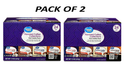 Great Value Flavored Medium Roast Ground Coffee Pods Variety Pack, 7.9 oz, 24 CT