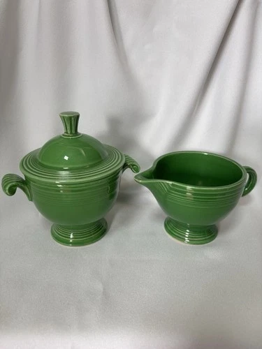 Vintage Fiesta *Medium Green* Creamer & Sugar* *Near Flawless*