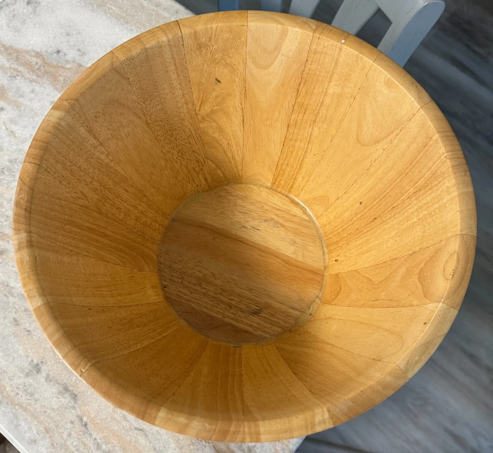 Clay Art Large Wooden Palm Tree Fruit / Salad Bowl Hand Painted - Image 4 of 4