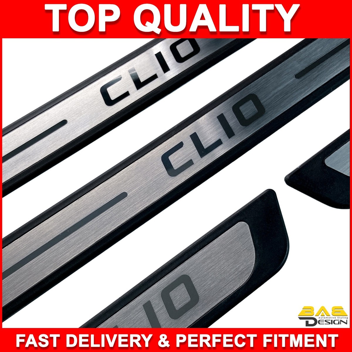 CHROMEMASTER | Protection de Pare-Chocs arrière pour protéger des Rayures | Compatible avec Renault Clio 4 Berline 5 Portes 2012-2019 | Acier INOX brossé, Argent Mat