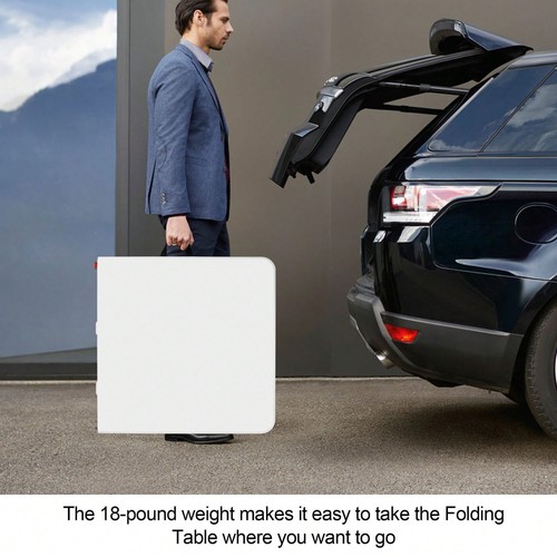 Portable Folding Table 4FT, Plastic Foldable Table With Carrying Handle-Limited - Picture 8 of 8