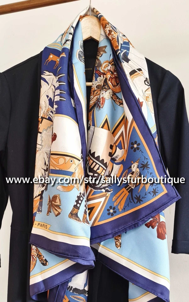 Sallys Boutique 18 Momme Sarga Seda Envolvente Bufanda Estampado Azteca Bandana Mantón 35" Foto 3 de 4