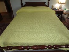 HAND QUILTED Reversible SUNSHINE YELLOW Cotton TWIN QUILT - 68" x 94"