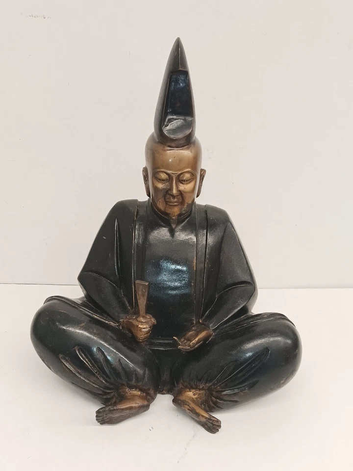 Antiguo Buda japonés de bronce lacado, 13" Foto 4 de 4