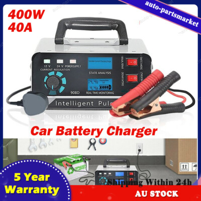 400W 40A 12V/24V Car Battery Charger Smart Pulse Repair Boat