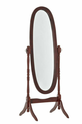 Miroir Ovale Navaris 24,5x60 Cm - Cadre En Bois De Hêtre - Accrochage Horizontal Ou Vertical
