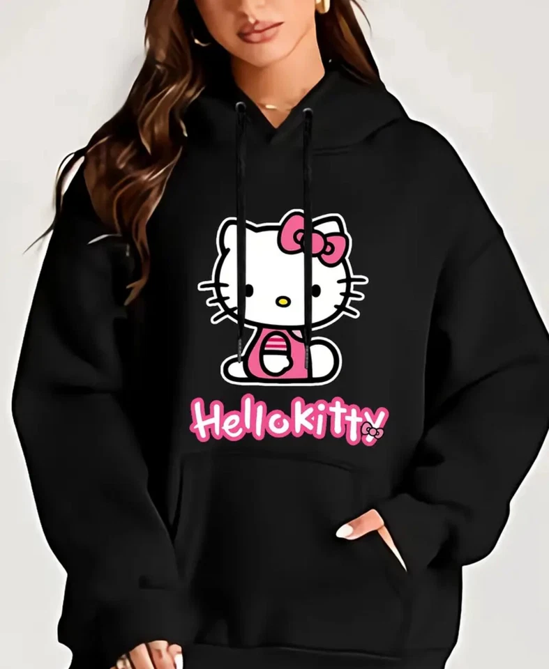 Hello Kitty Sudadera con Capucha Manga Larga Bolsillo Sudadera con Capucha Pullover Foto 2 de 4