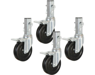 5 in. Locking Caster Wheel for Rolling Scaffold H.D. Hard Rubber 1''