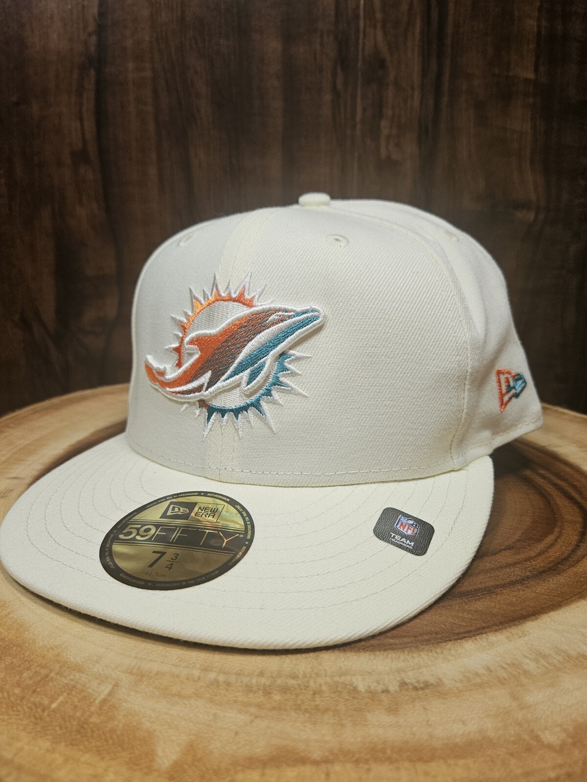 Miami Dolphins New Era Fitted 59Fifty NFL Hat 7 3/4 Aqua UV Fins Up