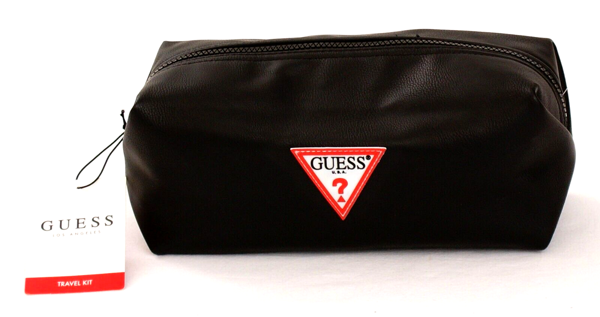 Guess Black Zip Top Travel Kit Toiletry Bag Dopp Kit New With Tags