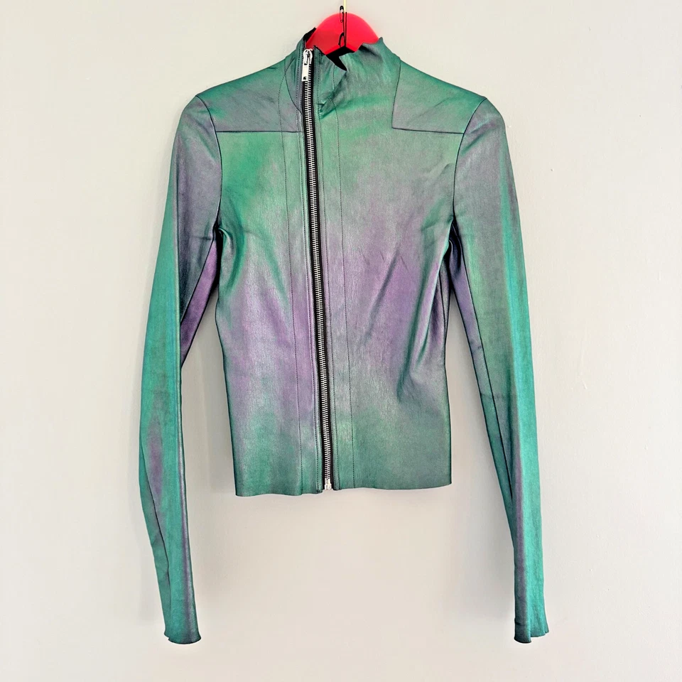 Chaqueta RICK OWENS Escarabajo IRIDISCENTE Cuero Cordero Gary Moto ss23 edfu Holograma Foto 2 de 4