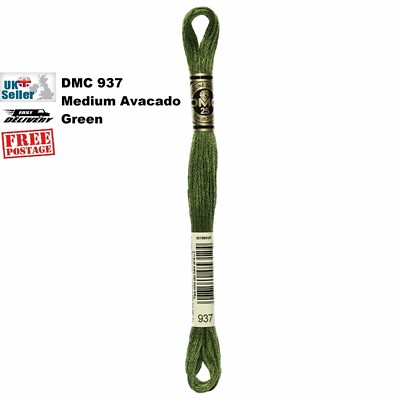 DMC 937 Medium Avacado Grün Strang Baumwolle Kreuzstich Faden Knäuel Mouline 