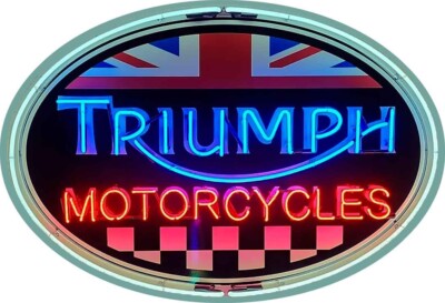 Triumph Oval Logo Neon Image Metal Sign (not real neon)