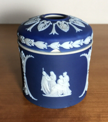 Wedgwood Potpourri / Hair Receiver Neo-Classical Dark Blue Jasperware - Picture 3 of 10