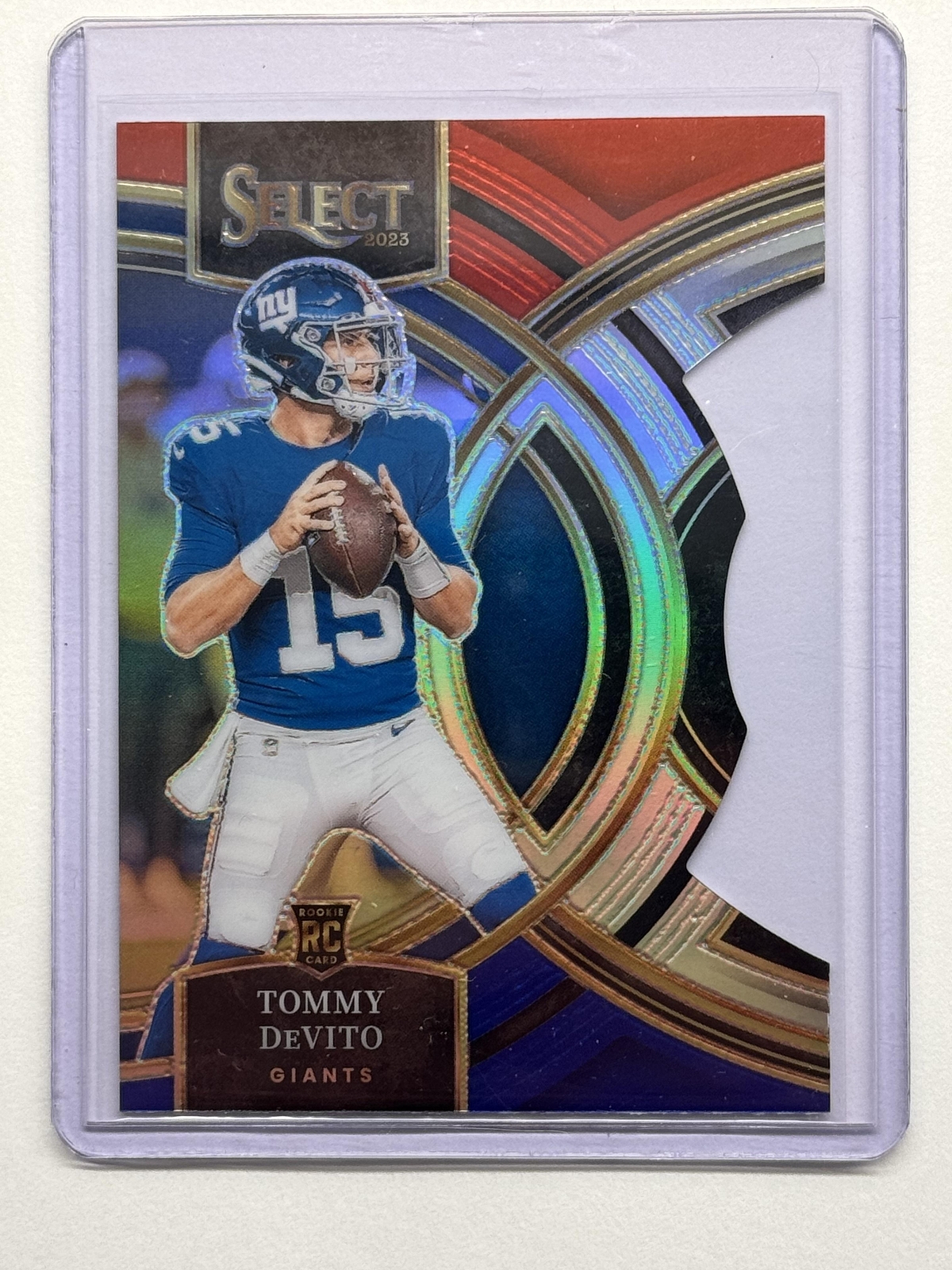 2023 Panini Select Tommy DeVito Red and Blue Prizms Die Cuts RC Giants #73