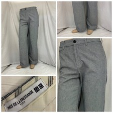 Uniqlo Pants 6 Gray Plaid Flat Front 100% Cotton Straight YGI Y1-380