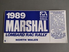 Lombard RAC Rally Sticker Marshal North Wales 1989 Original and genuine