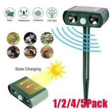 1/2/4/5 Animal Repeller Ultrasonic Solar Power Outdoor Pest Cat Mice Deer Sensor