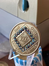 30 Year NA Bronze Amethyst Crystal Medallion Clean Time Chip