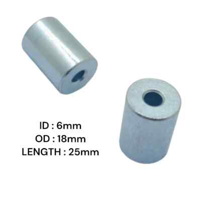 6mm ID 18mm OD 25mm Length Metal Steel Sleeve Spacer Bush Distance Tube ...