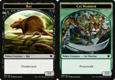 Rat   Cat Warrior Token Commander 2017 Light Play MTG Magic DNA GAMES