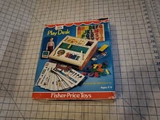 Vintage 1972 FISHER PRICE PLAY DESK With Original Box 176 Missing Parts