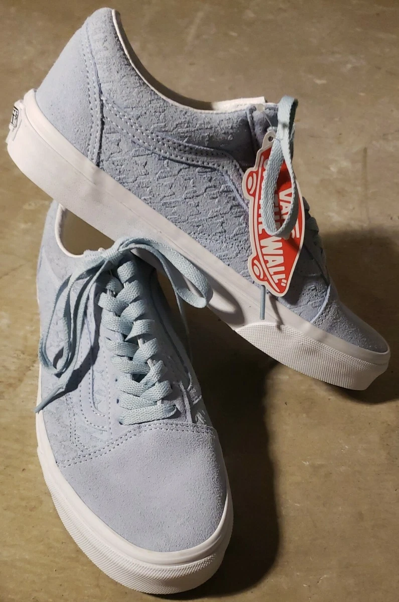Vans Houndstooth Embossed Suede Old Skool Winter Sky Blue Sneakers M 8 W 9.5