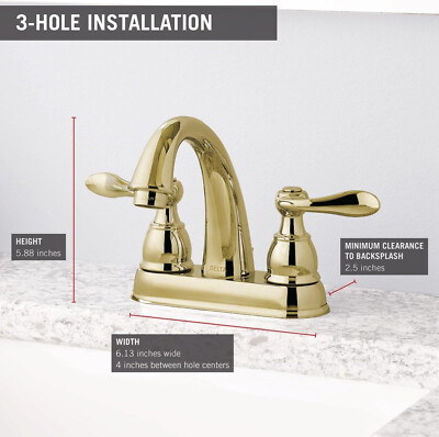 Delta Windemere Waschtischarmatur – 2-Griff, Poliertes Messing | Wassersparend & ADA-konform