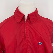 Vintage Izod Lacoste Red Nylon Windbreaker Jacket L Large Lightweight Outerwear