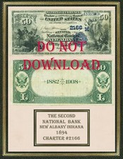 COPY New Albany Indiana $50 1894 National Currency  8-1/2" X 11" Collectible