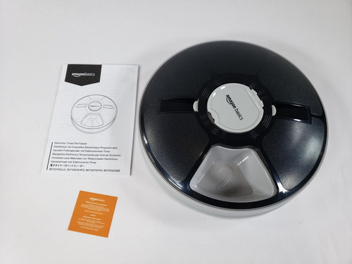 Amazon Basics - Automatic Electronic Timed Pet Feeder, 6 Portions, Black