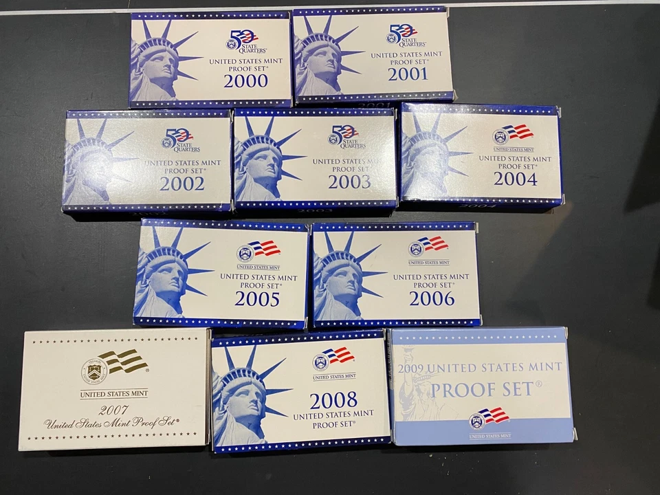 2000 through 2009 US Mint Proof Sets  DECADE LOT of all 10 - Complete in boxes - Image 2 of 3