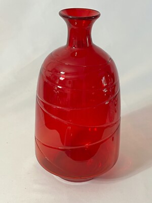 Vintage Vintage Blenko Art Glass Vase Ruby Red Mid-Century Modern