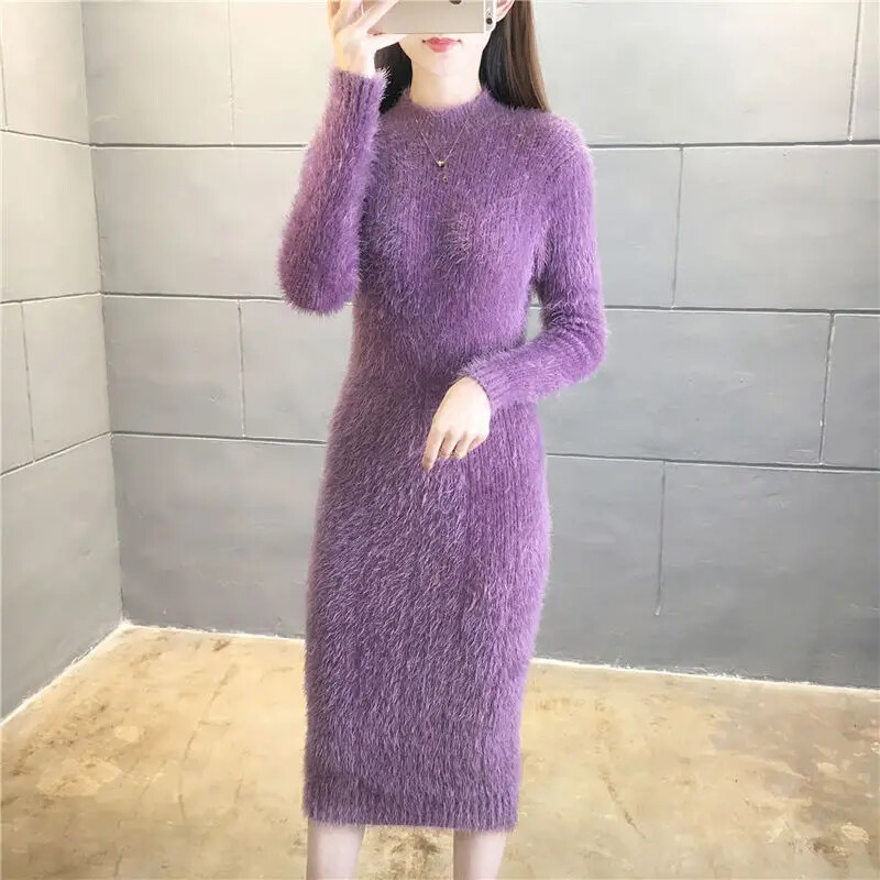 Women Sweater Pullover Dress Mink Cashmere Dresses Slim Casual | eBay