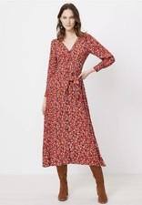 LOFT Dotted Midi Shirtdress Size 2 Long Sleeve V Neck Shirt Dress Multicolor NWT