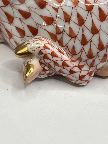 Herend Sheep / Ram Curly Horn Figurine 24K Rust Orange Fishnet Design 15379 - Picture 19 of 24