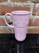 Longaberger Pink Ribbon Breast Cancer Awareness Tall Heavy Travel Mug USA Made