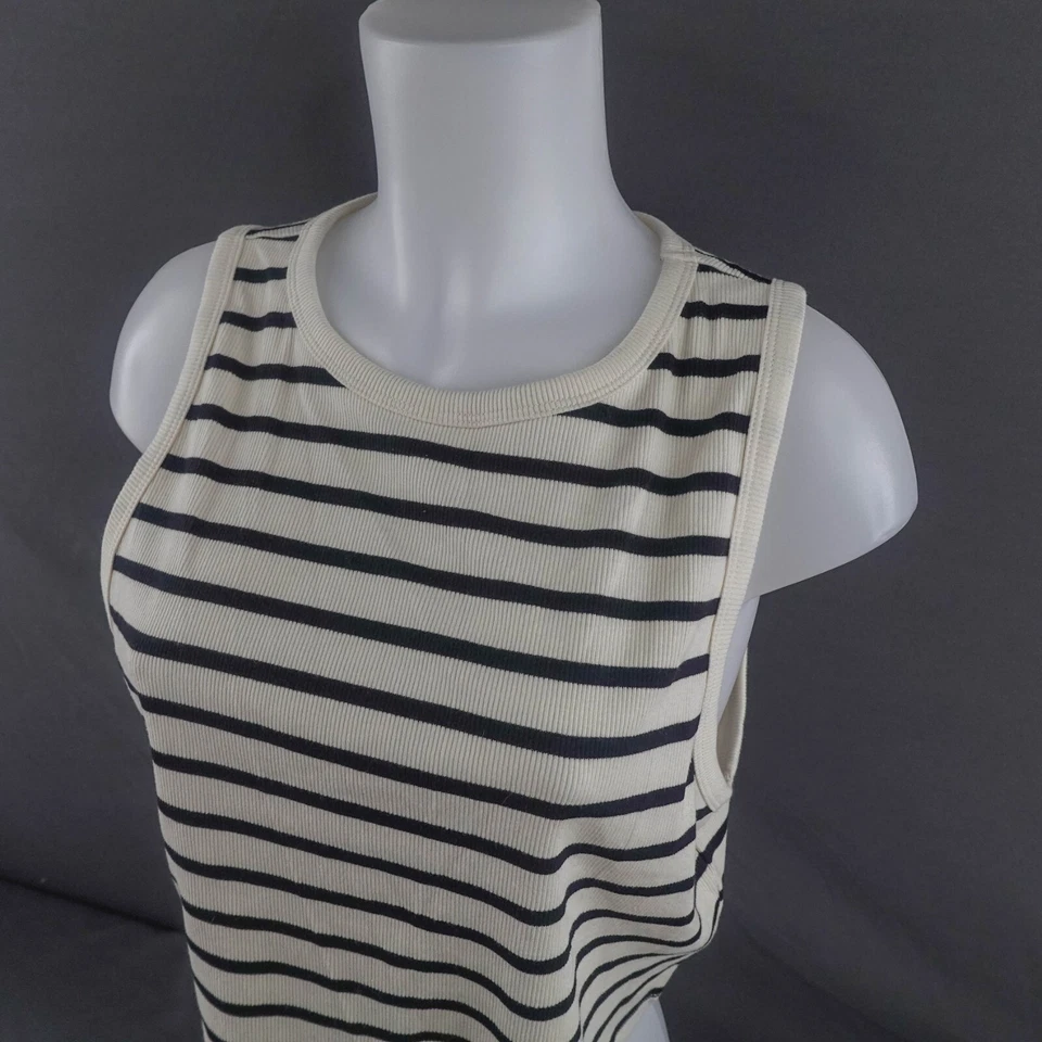 Camiseta sin mangas H M para mujer XXL blanco roto a rayas recortada acanalada indie declaración NUEVA Foto 3 de 4