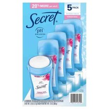Secret Invisible Solid Deodorant, Powder Fresh - 2.6oz 5 Pack 
