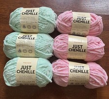 Brand New 6 Skeins Premier Just Chenille Yarn - 3 Mint  3 Pink