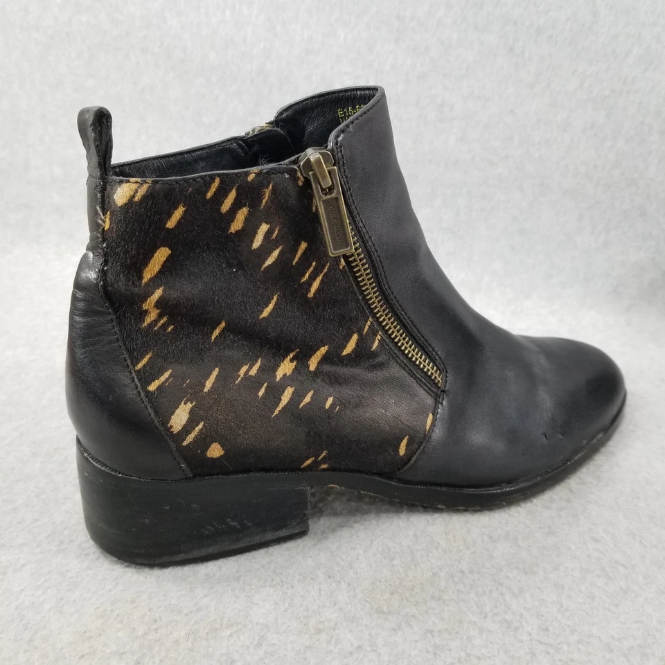 Botines Cole Haan Mujer Talla 10 Roble Cuero Negro con Cremallera Pelo de becerro Genuino Foto 2 de 4