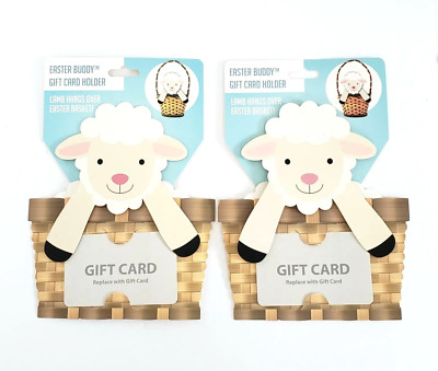 Lot Of 2 Easter Buddy Gift Card Holder Lamb,  Hangs Over Easter Basket, Gifts