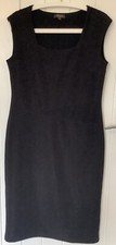 ALEXON Black Dress Sleeveless Textured Ripple Bodycon Pencil Dress Size 14
